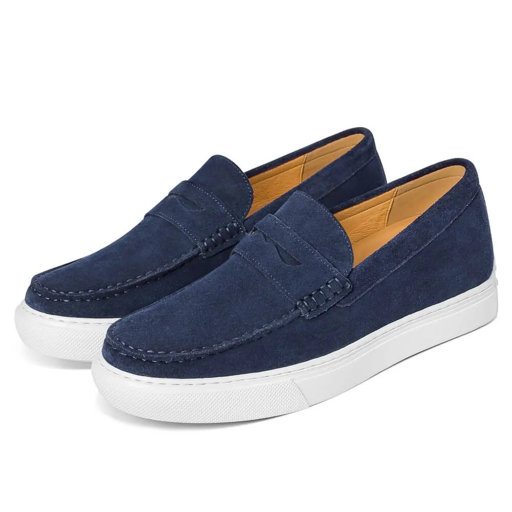 6 CM/2.36 Inches CMR CHAMARIPA Men's Blue Suede Slip-On Height Increasing Shoes