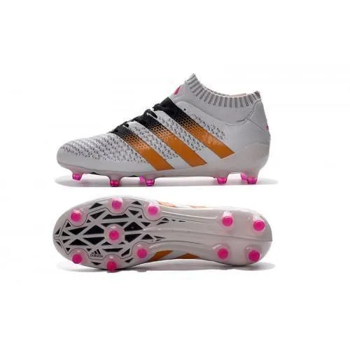 Adidas ACE 16.1 Primeknit FG/AG Soccer Shoes White Gold Black Pink