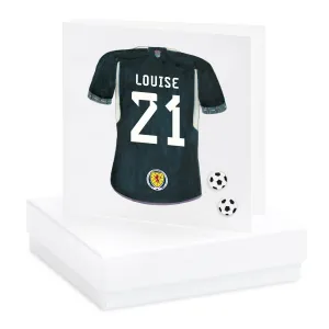 Boxed Scotland Football Shirt Personalised Sterling Silver Earring Card