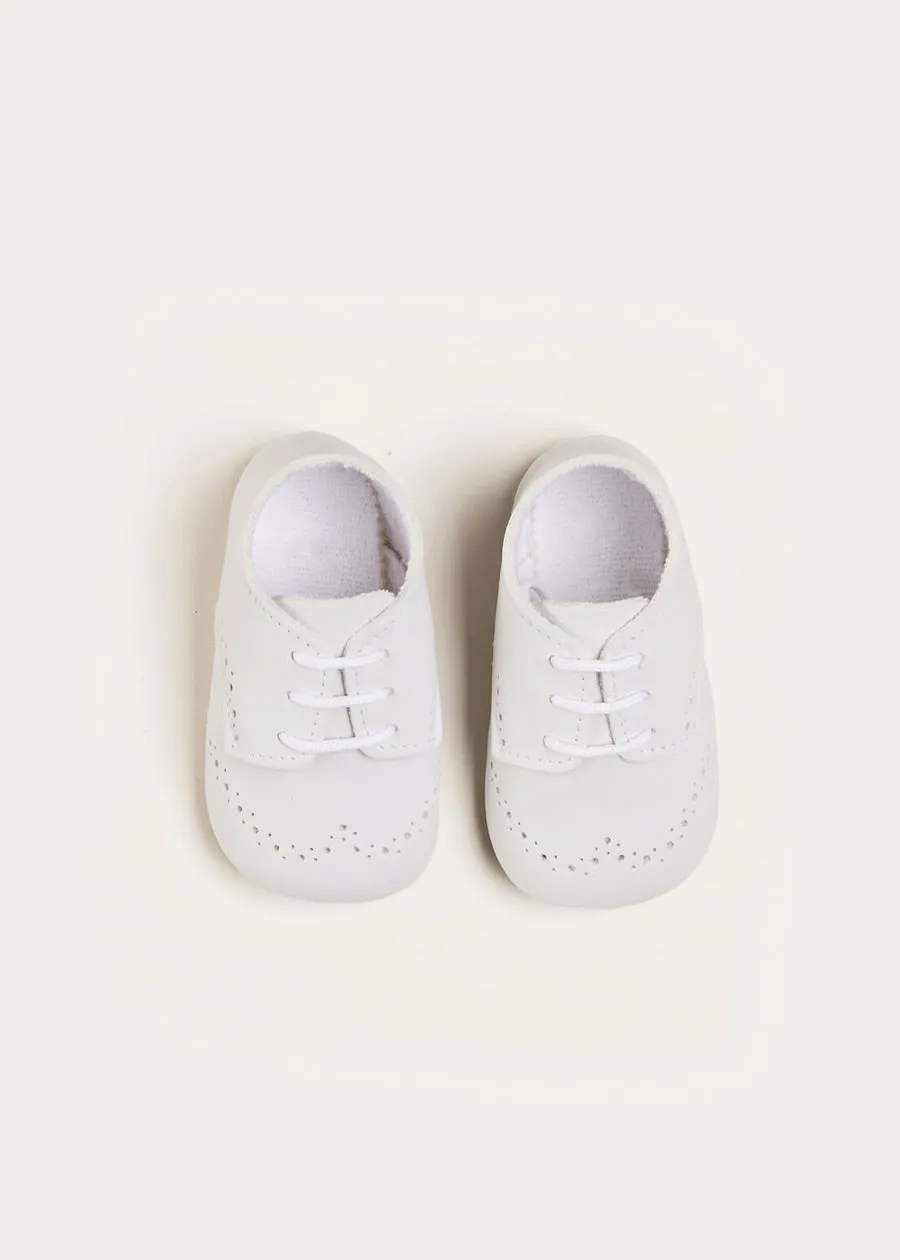 Celebration Lace-up Pram Shoes in White (17-20EU)