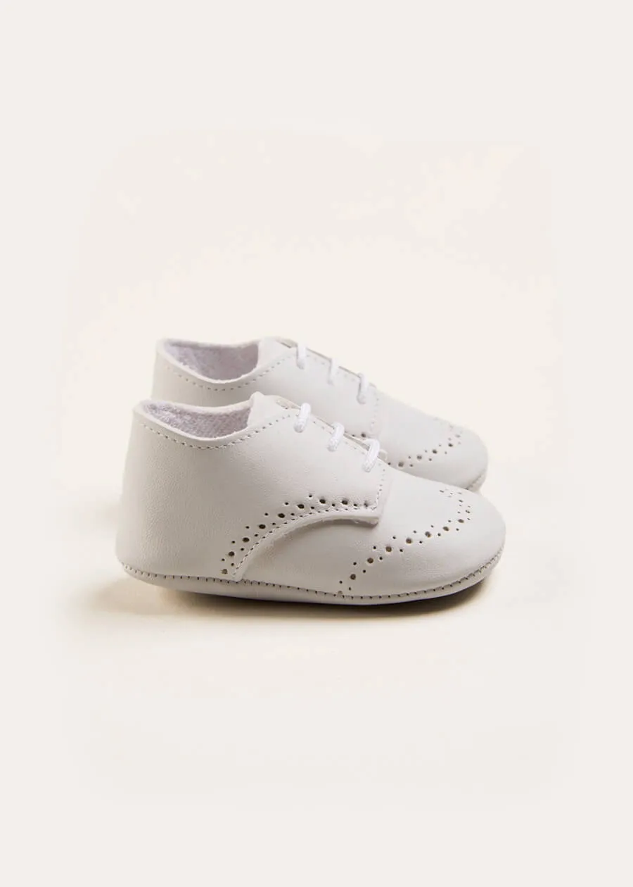 Celebration Lace-up Pram Shoes in White (17-20EU)