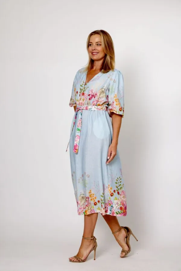 Celeste Linen Dress Blue