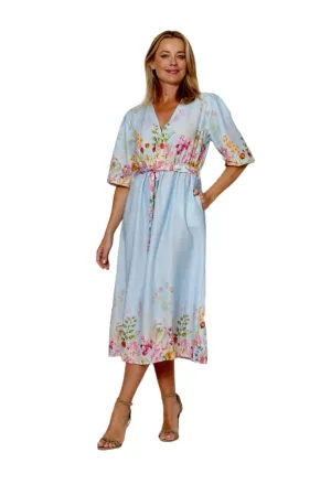 Celeste Linen Dress Blue