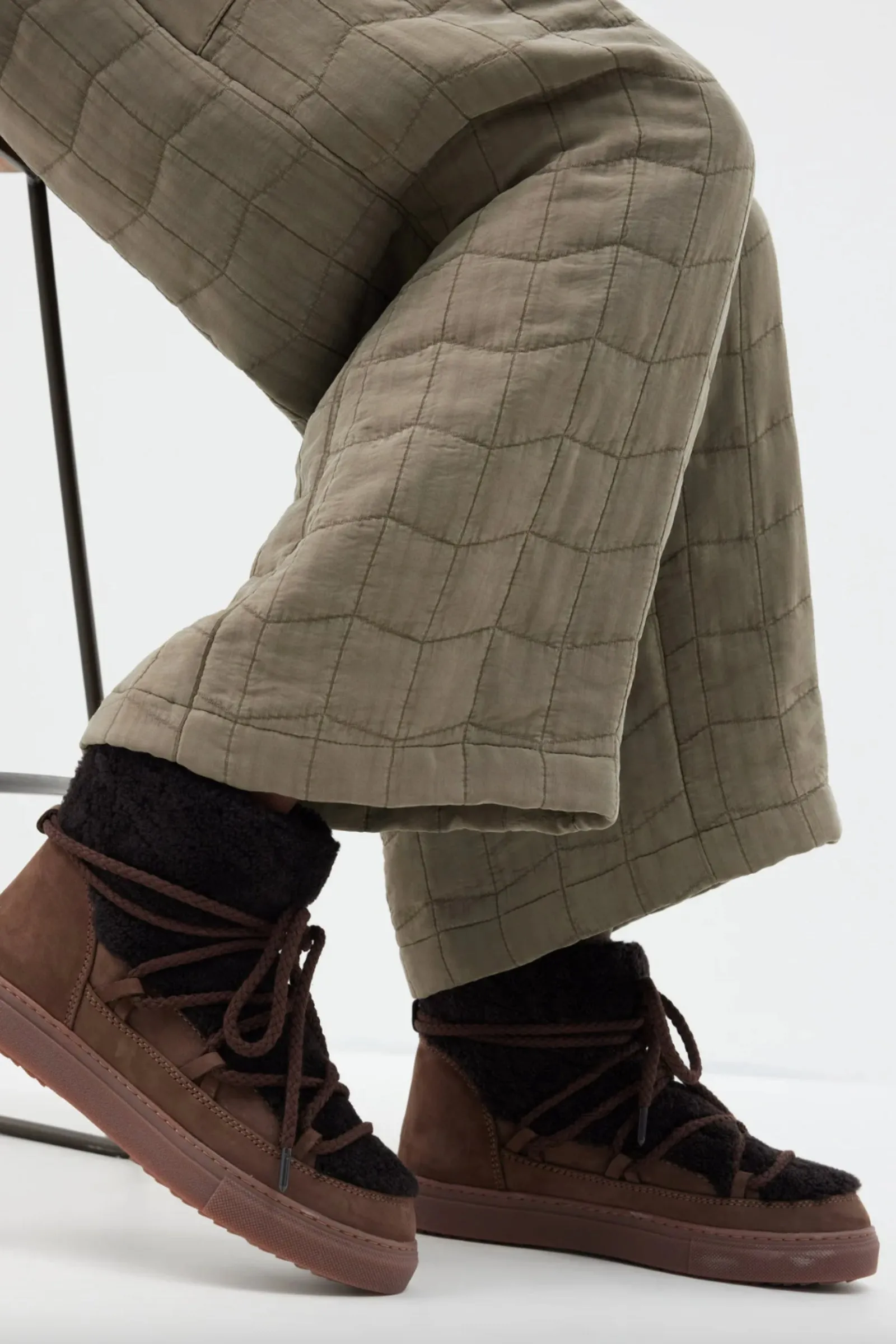 Curly Shearling Lace-Up Boots