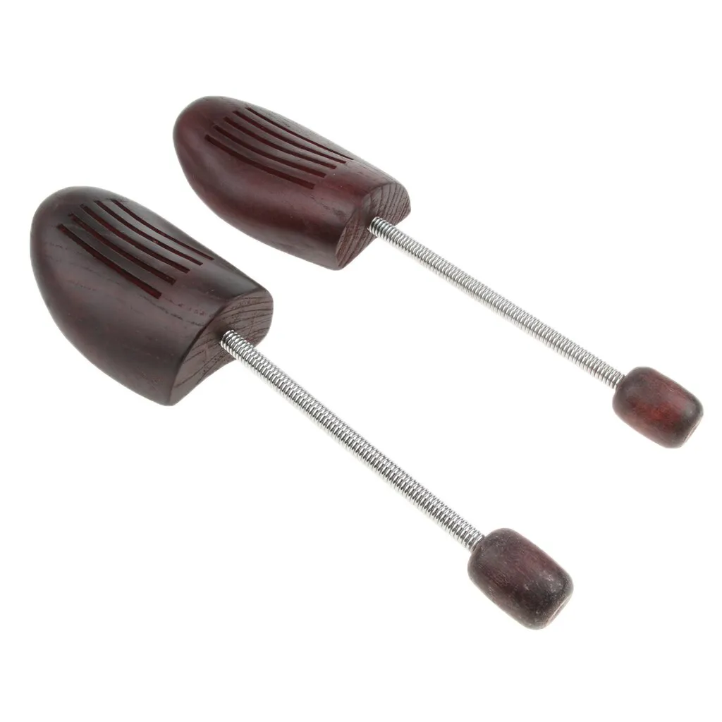 Elastic Wooden Dark Brown Shoe Tree 1 Pair