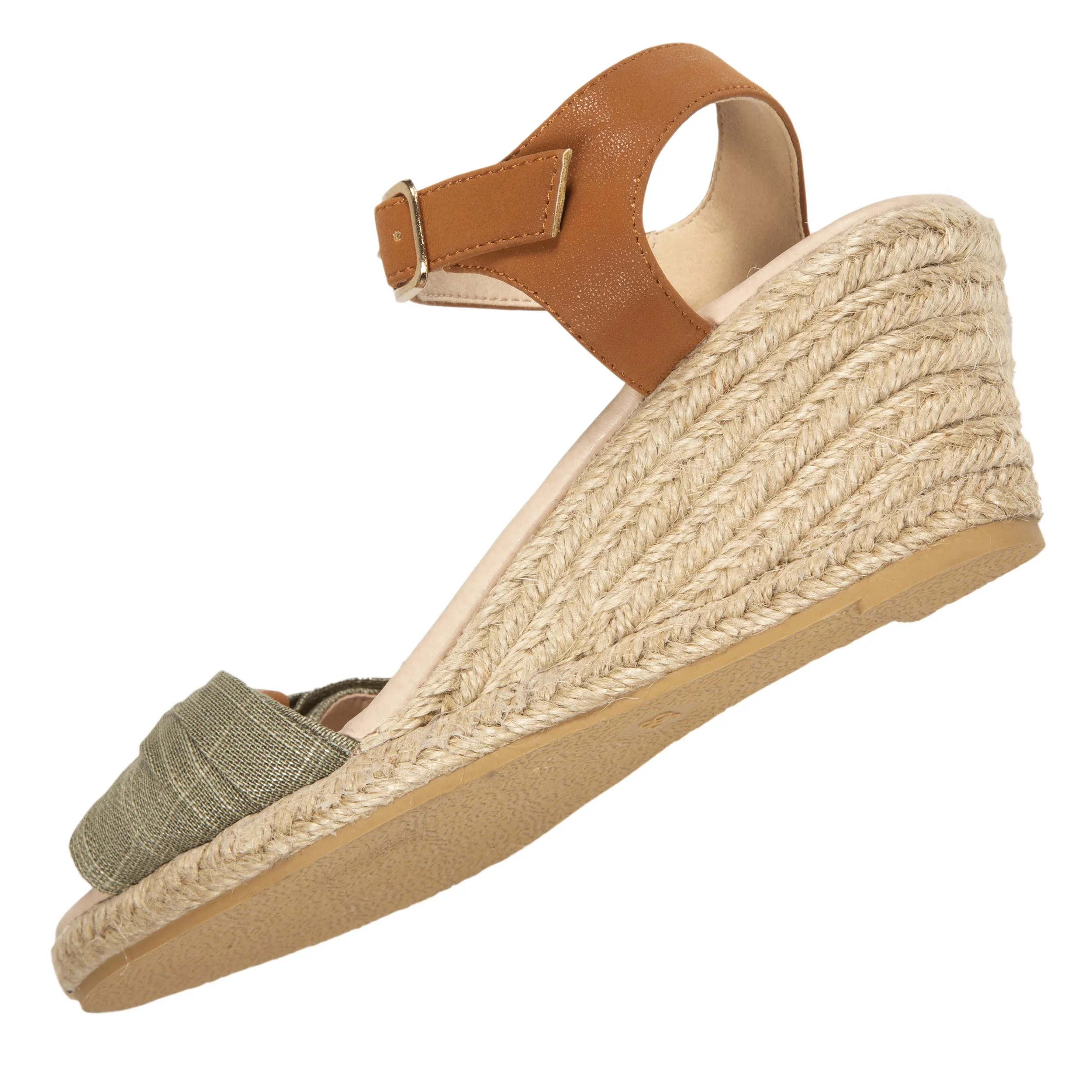 Espadrilles Femme ouverte à talon Kaki