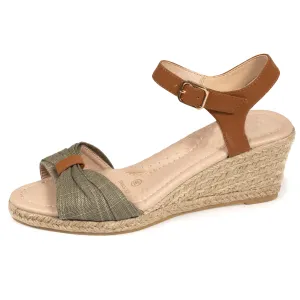 Espadrilles Femme ouverte à talon Kaki