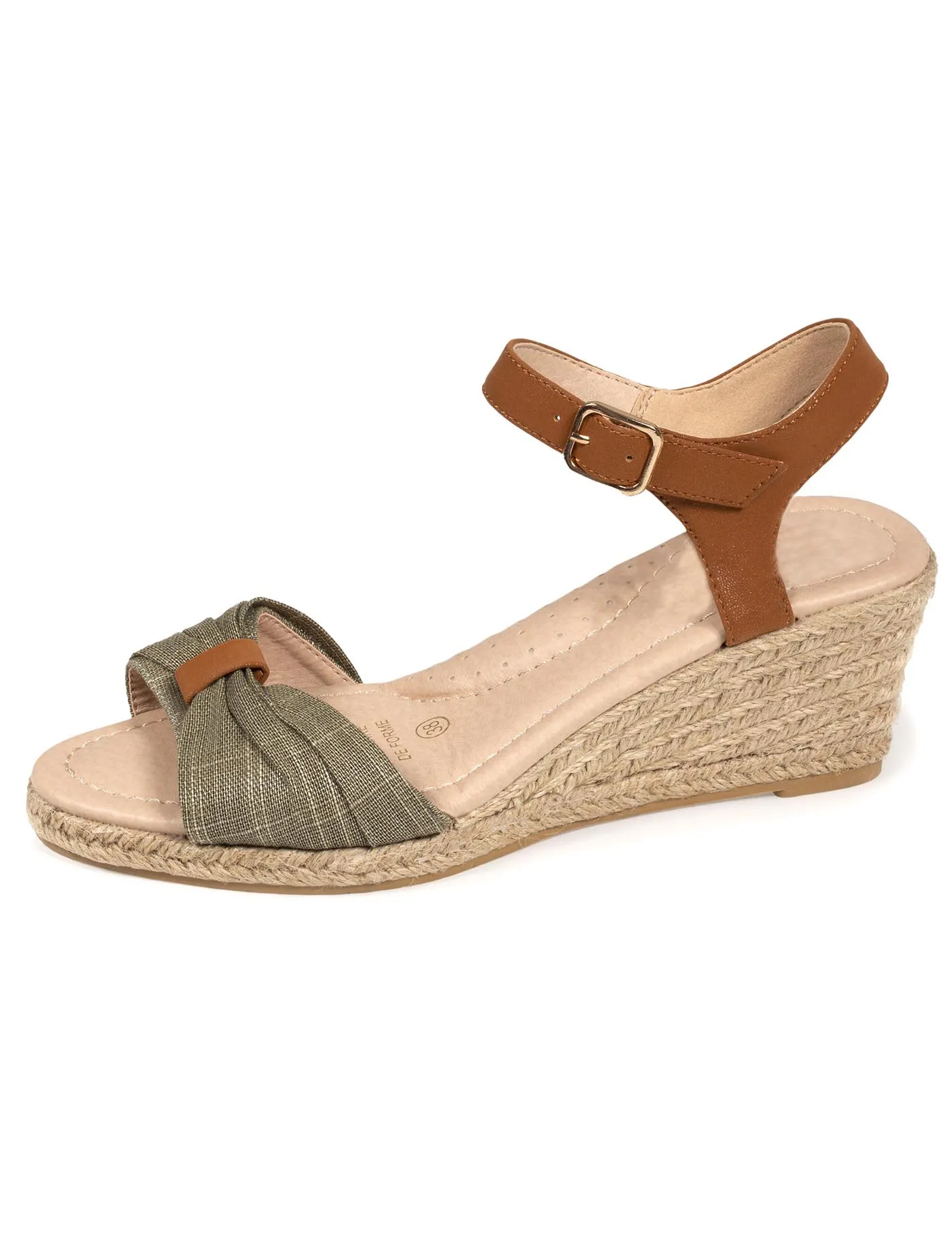 Espadrilles Femme ouverte à talon Kaki