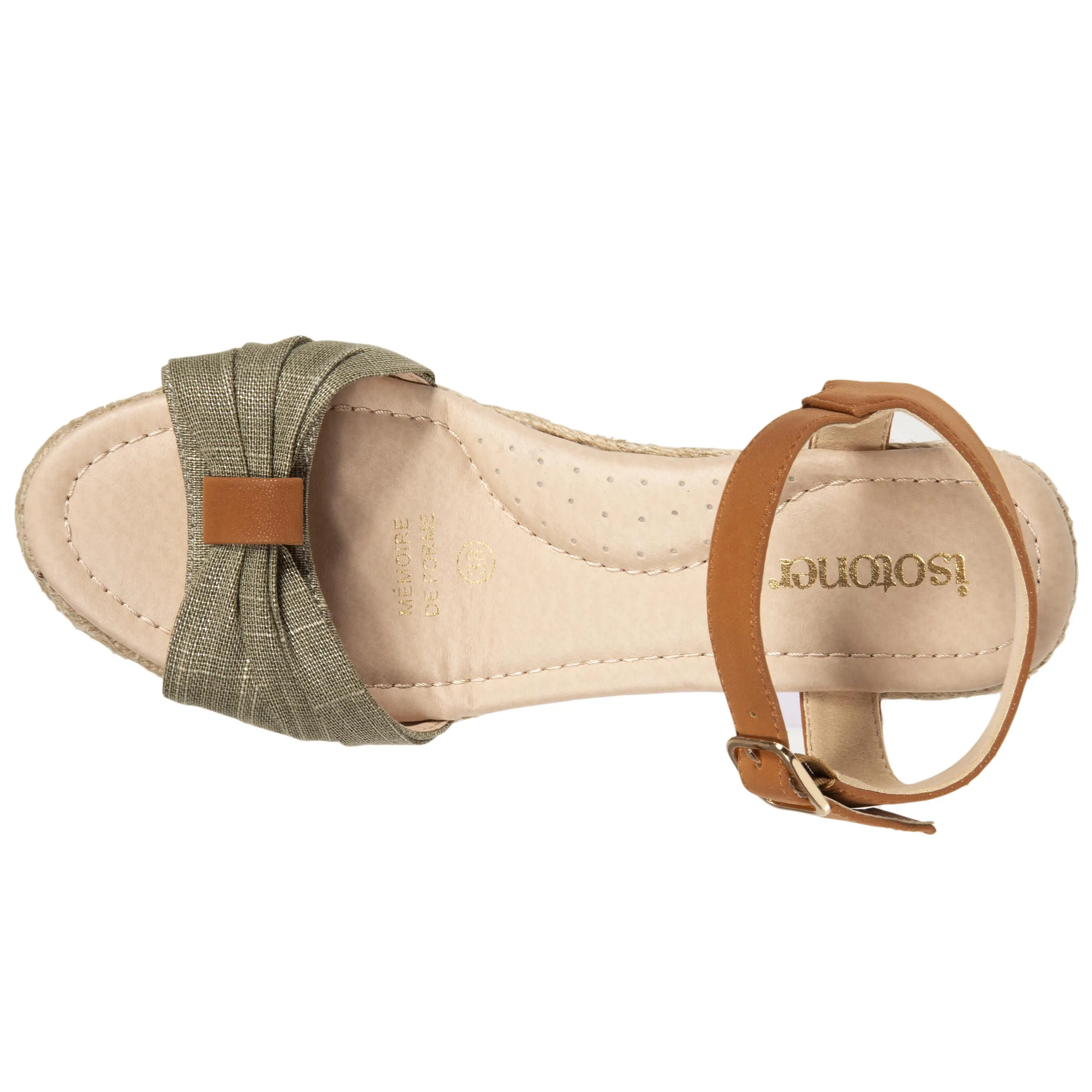 Espadrilles Femme ouverte à talon Kaki