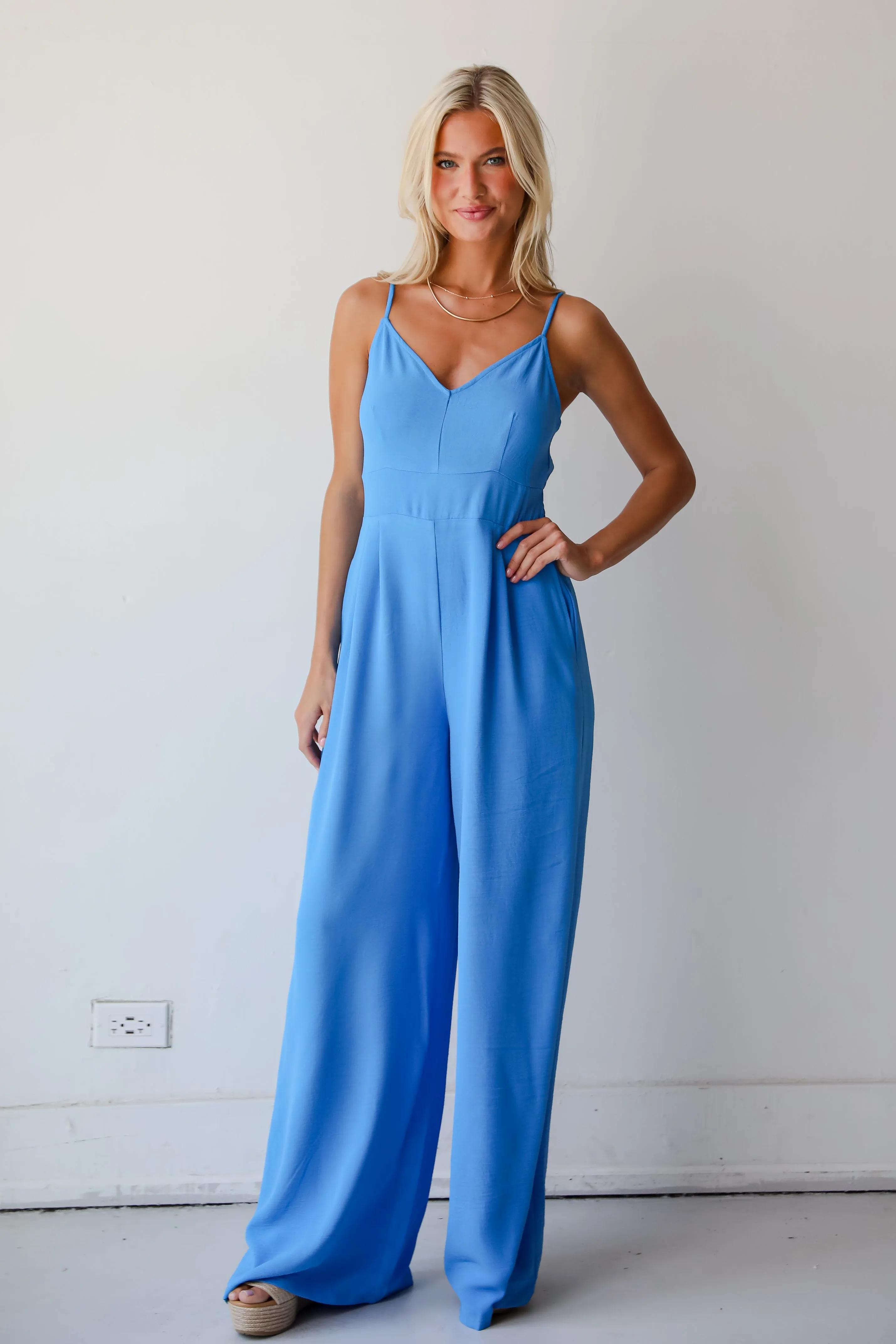 FINAL SALE - Cheerful Sweetie Blue Jumpsuit