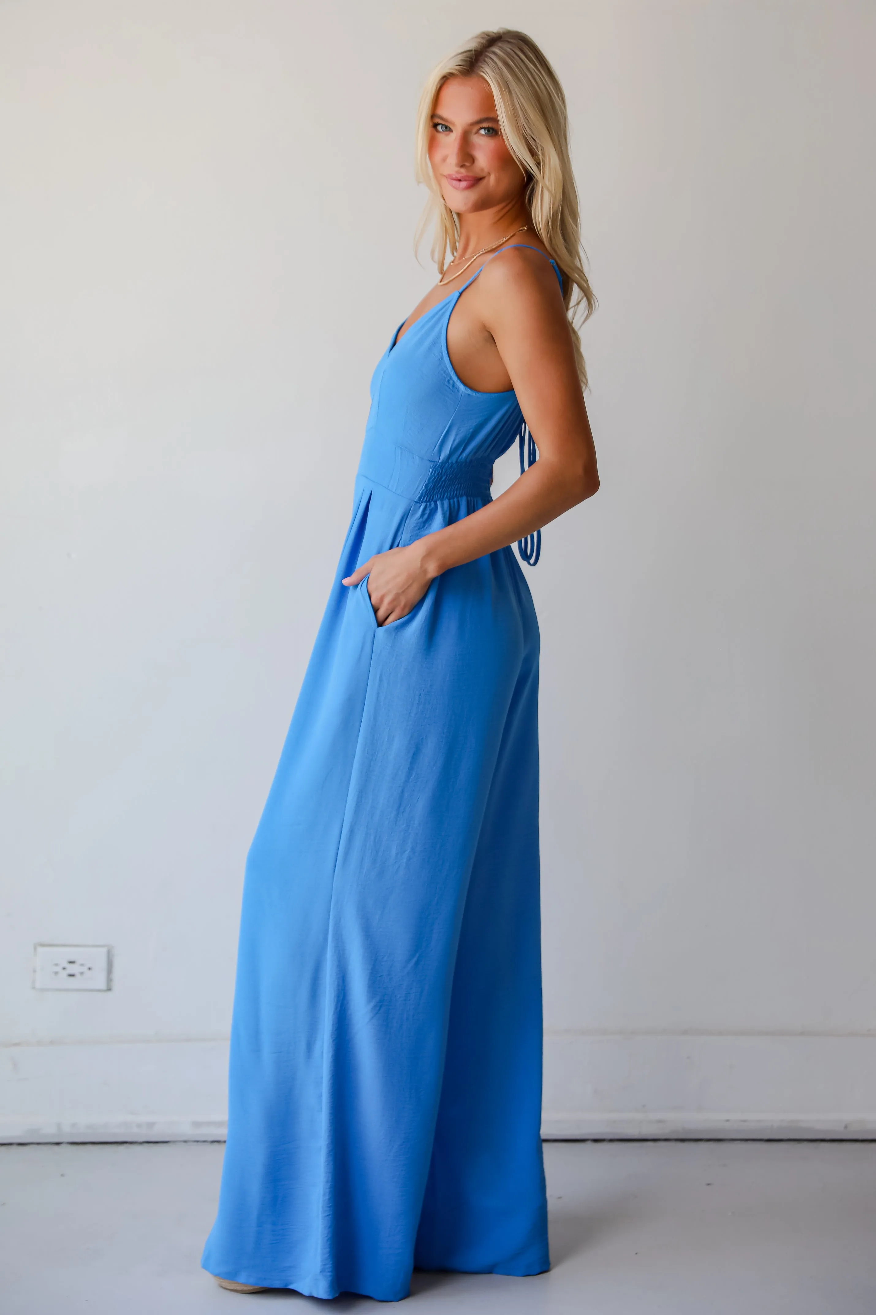 FINAL SALE - Cheerful Sweetie Blue Jumpsuit