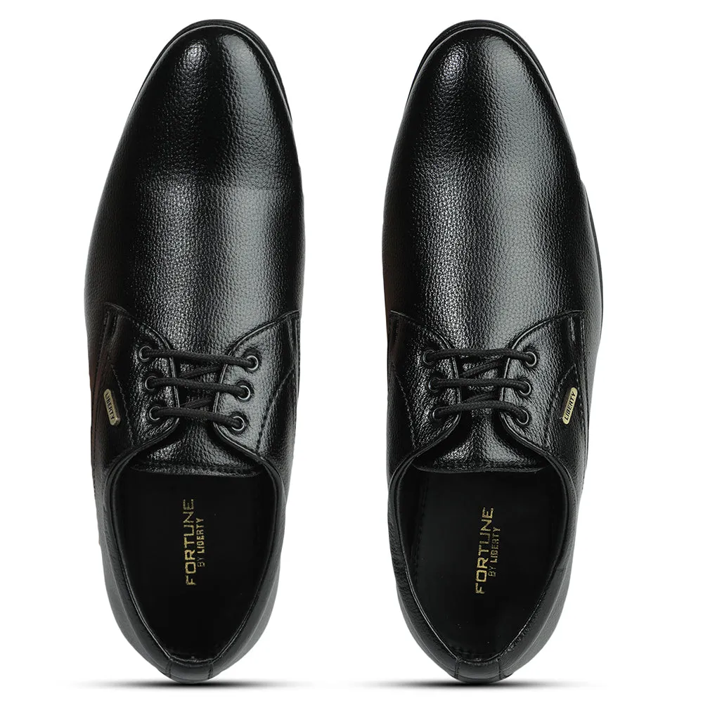 Fortune Black Formal Lacing Derby Shoes For Men HOL-130E By Liberty