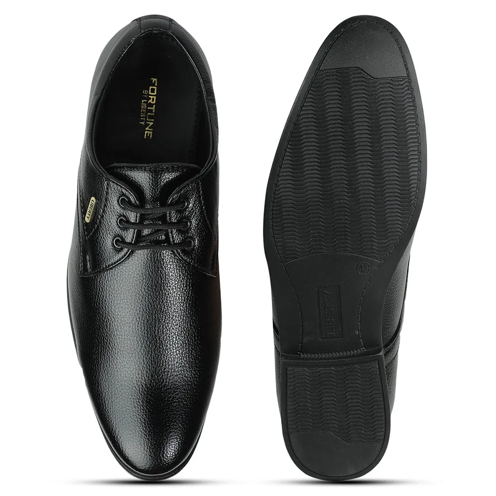 Fortune Black Formal Lacing Derby Shoes For Men HOL-130E By Liberty