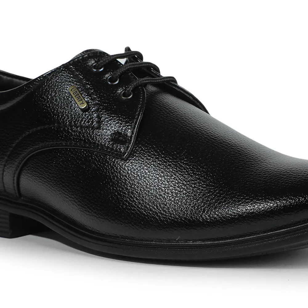 Fortune Black Formal Lacing Derby Shoes For Men HOL-130E By Liberty