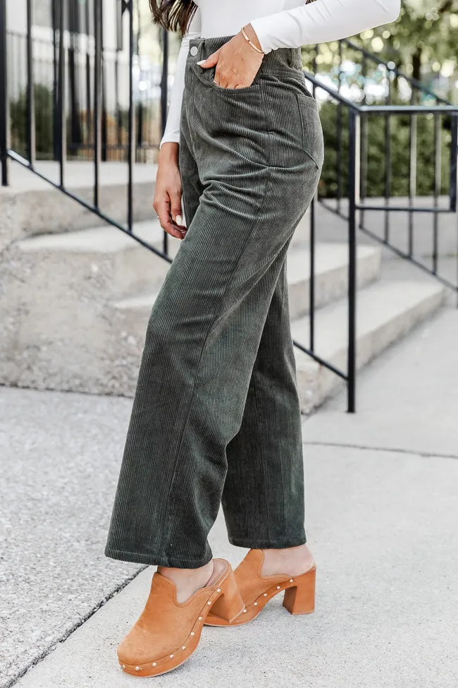 Get To Going Olive Corduroy Straight Leg Pants