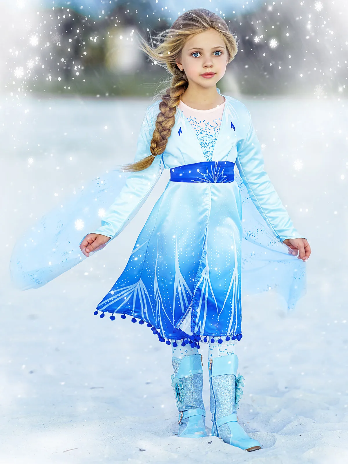 Girls Snow Queen Sparkle Costume Dress