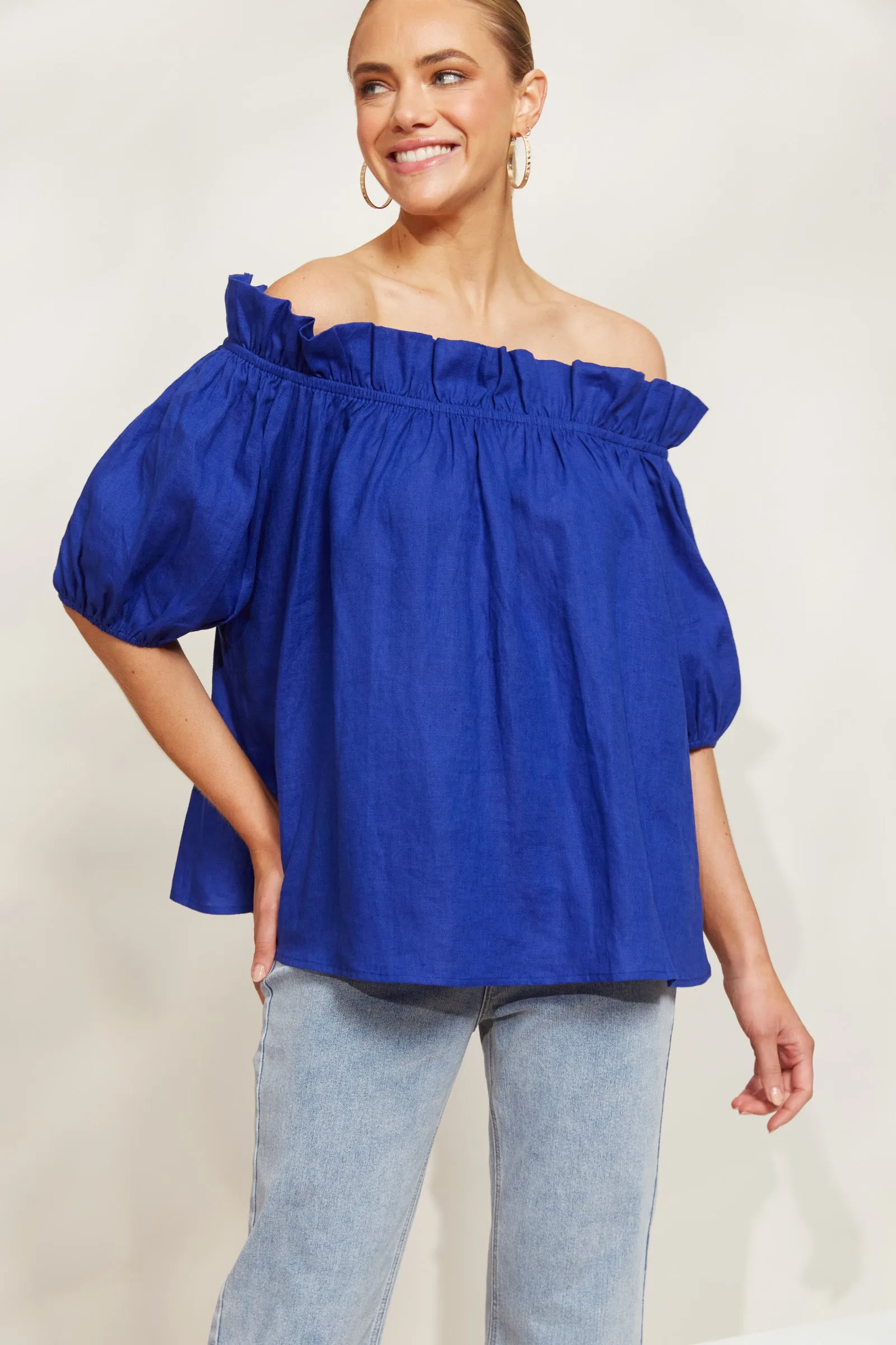 Halcyon Ruched Top - Cobalt