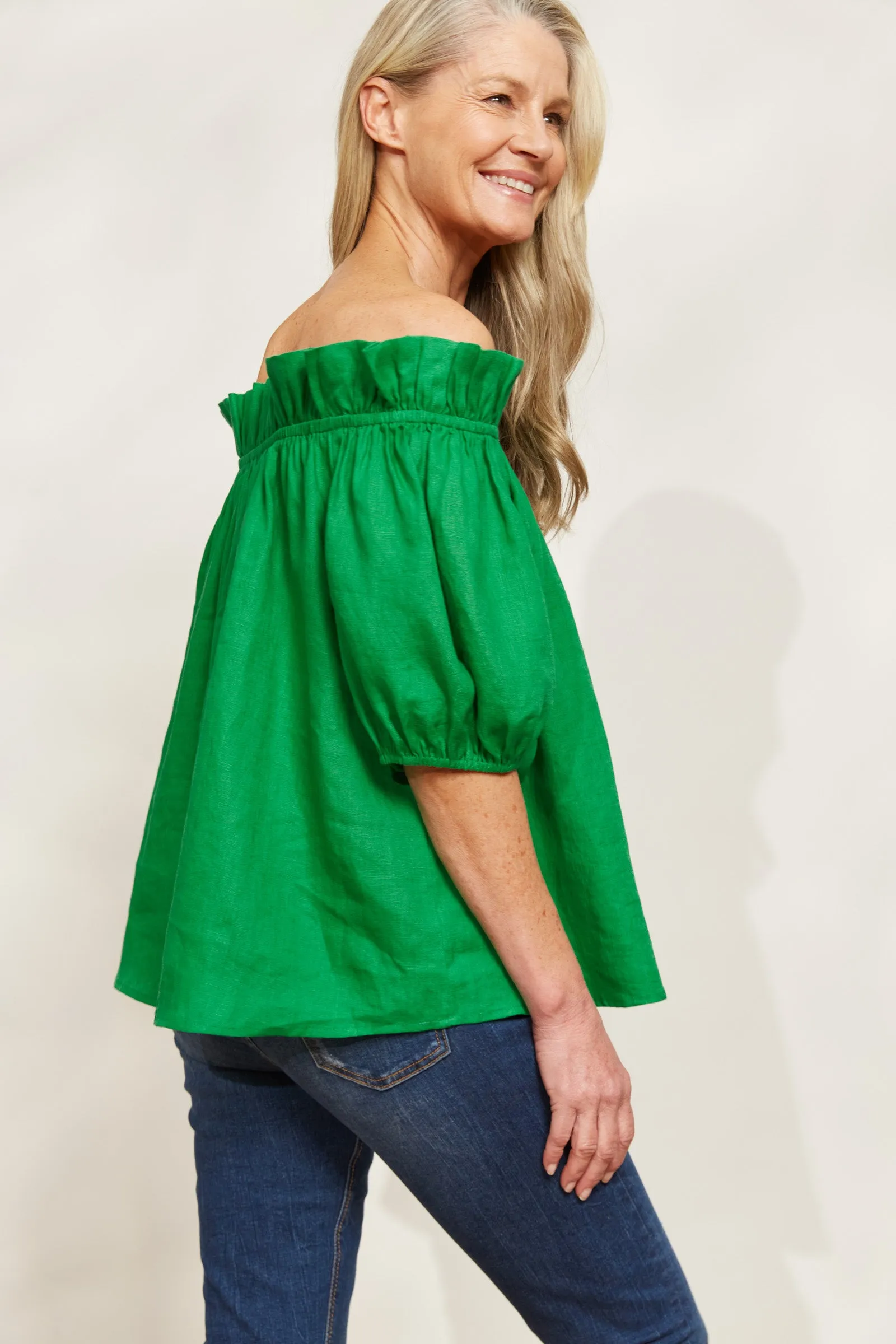 Halcyon Ruched Top - Emerald