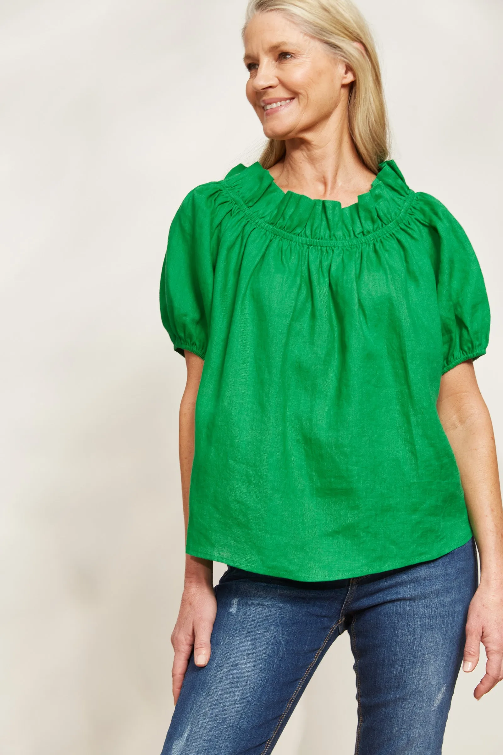 Halcyon Ruched Top - Emerald