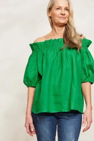 Halcyon Ruched Top - Emerald