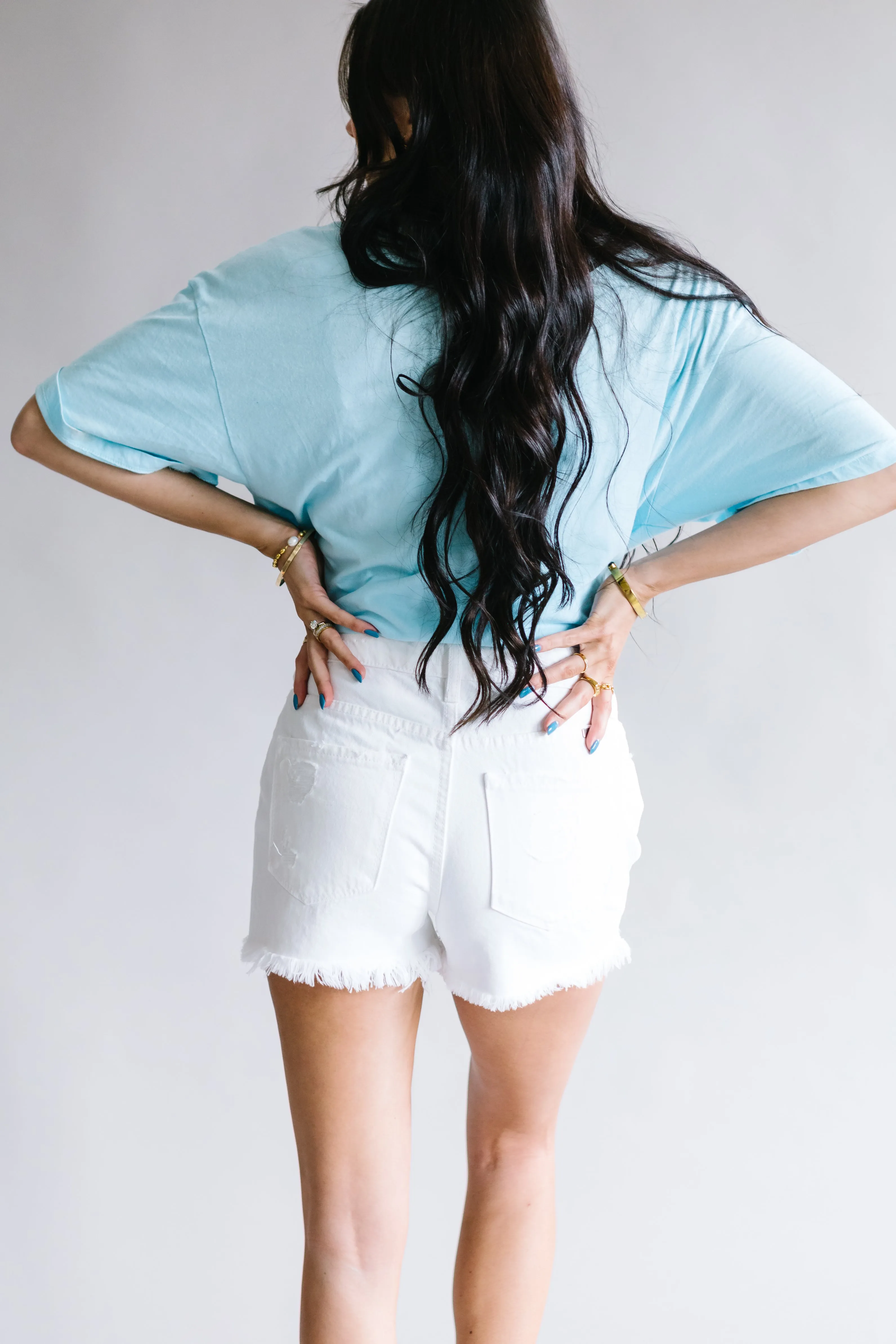 Love Story Distressed Shorts by Kancan // White