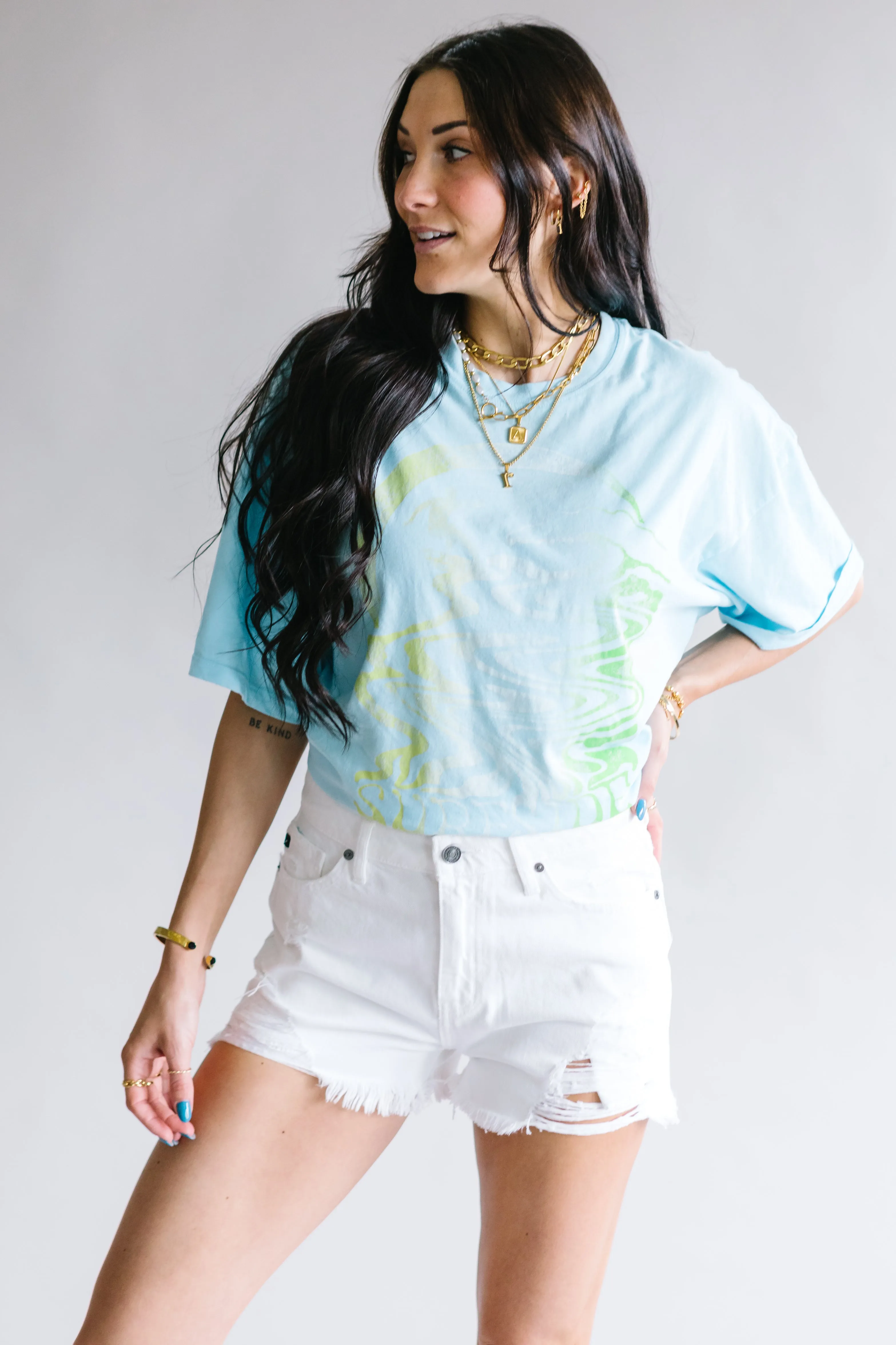 Love Story Distressed Shorts by Kancan // White