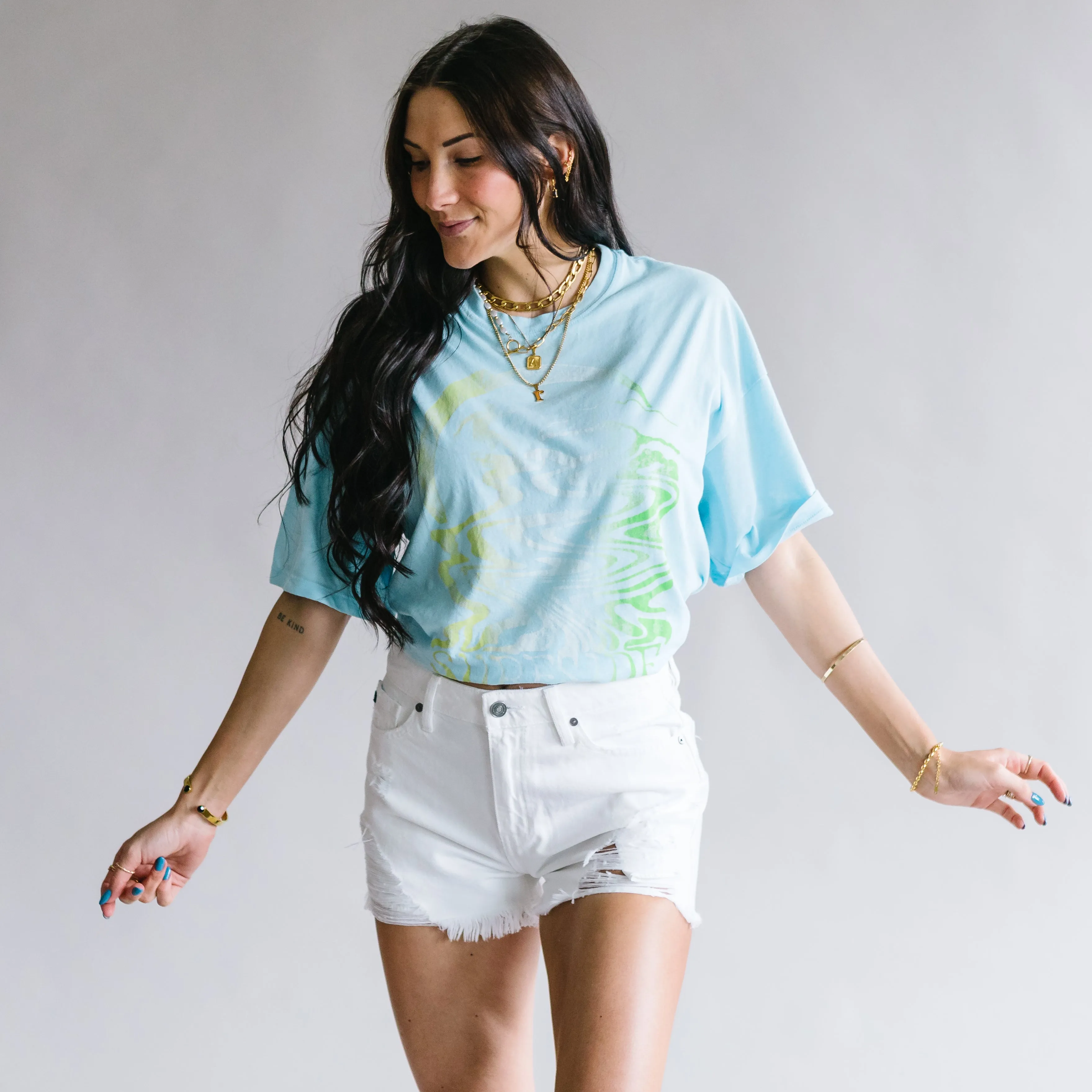 Love Story Distressed Shorts by Kancan // White