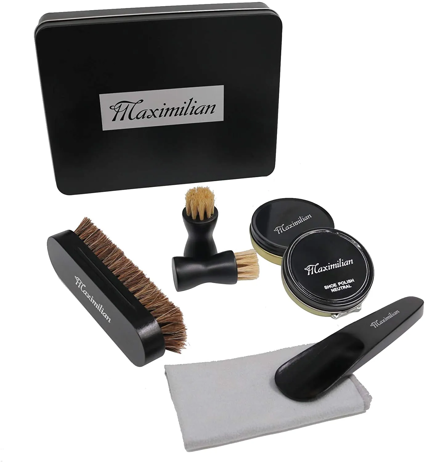 MAXIMILIAN Deluxe Business Leather Shoe Care Kits Shoe Shine Brush Kit for all Leather