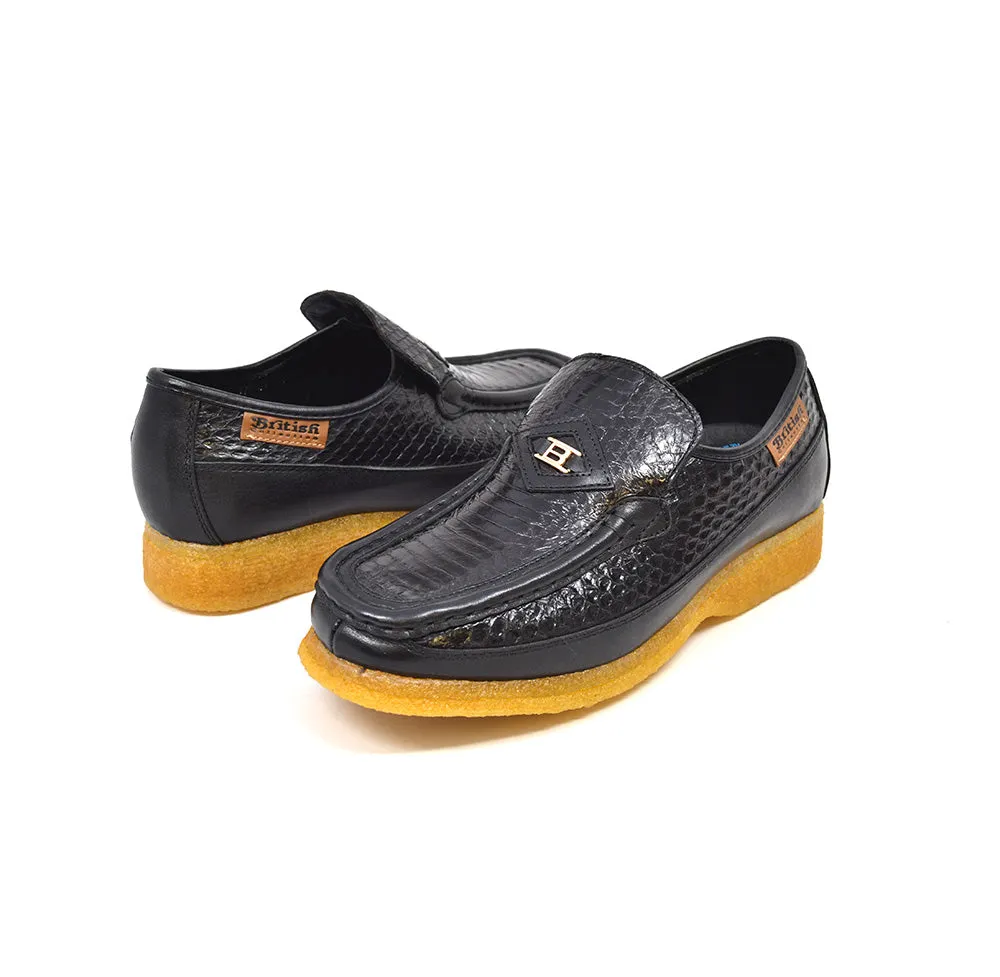 Power 2 Black Snake Skin & Leather Shoes: Stylish and Comfortable from the British Collection