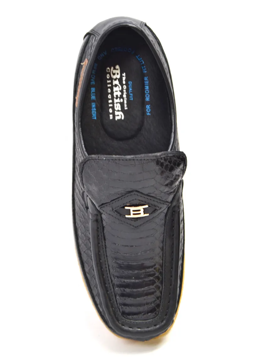 Power 2 Black Snake Skin & Leather Shoes: Stylish and Comfortable from the British Collection