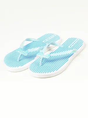 Printed Bow Flip Flops - Blue