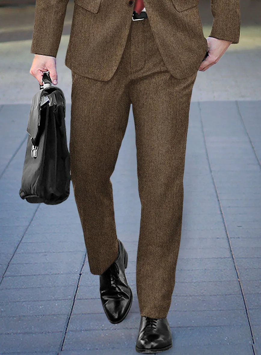 Rust Herringbone Tweed Pants