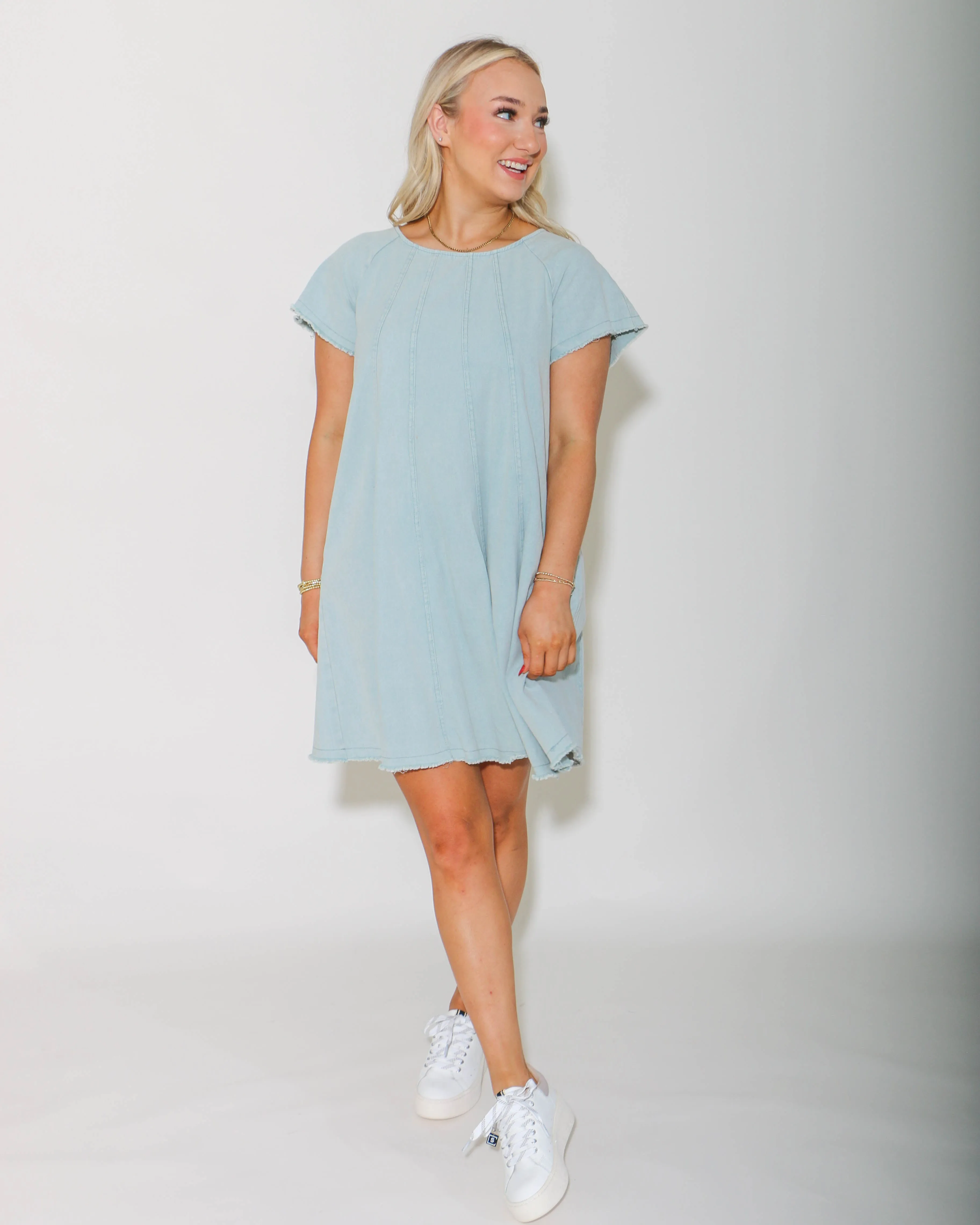 Seafoam Short Sleeve Woven Wash Dress