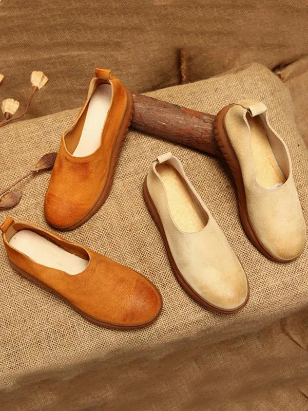 Simple Style Cowhide Soft Shoes