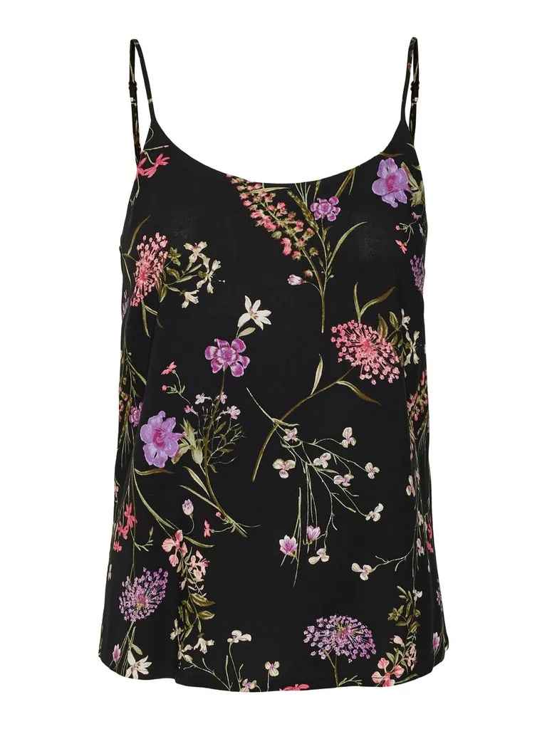 Simply Easy Singlet Top - Black Floral