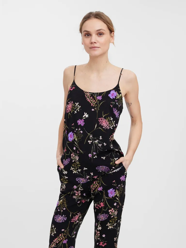 Simply Easy Singlet Top - Black Floral