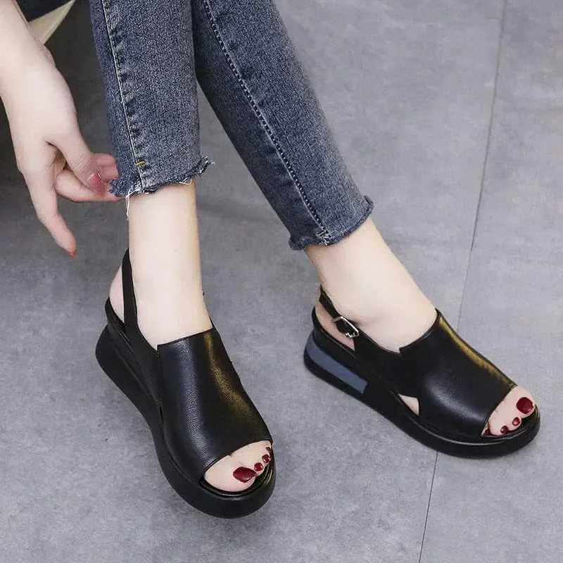 Soft Leather Heightened Platform Shoes