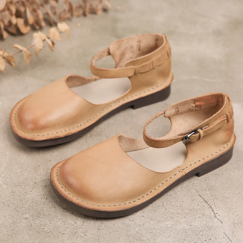 Summer Soft Leather Casual Flat Shoes