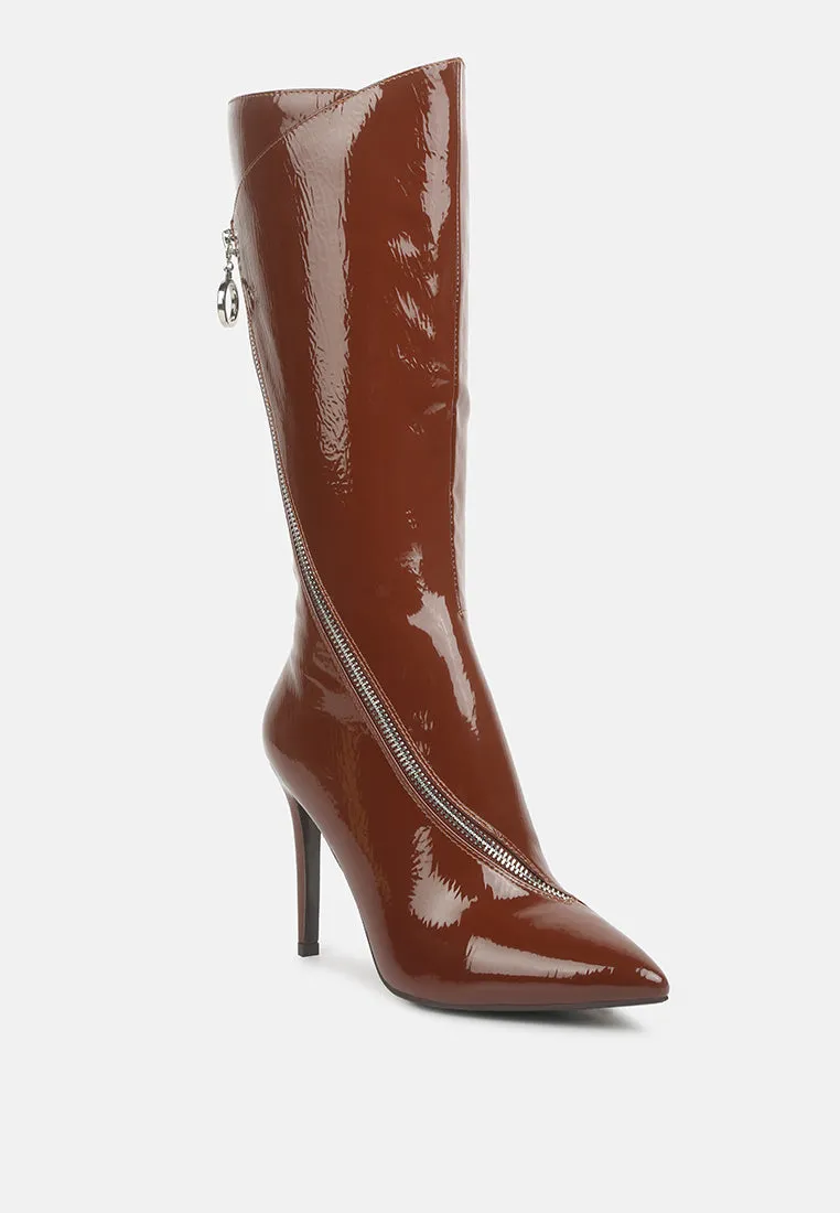 TSAROH Zip Around Calf Boot In Tan