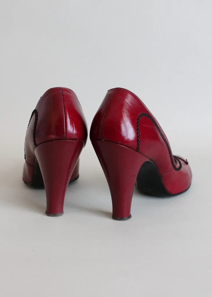 Vintage Early 1950s Cranberry Pumps Size 8.5