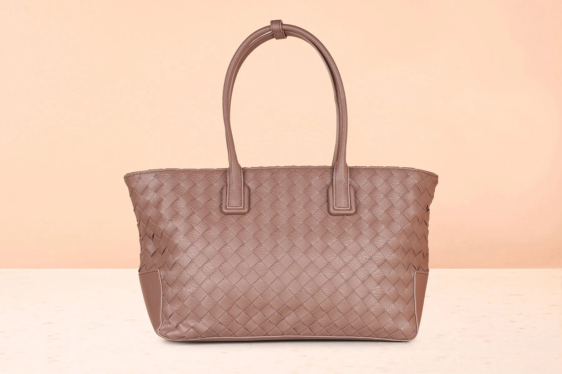 Women Brown Textured PU Shopper Tote Bag