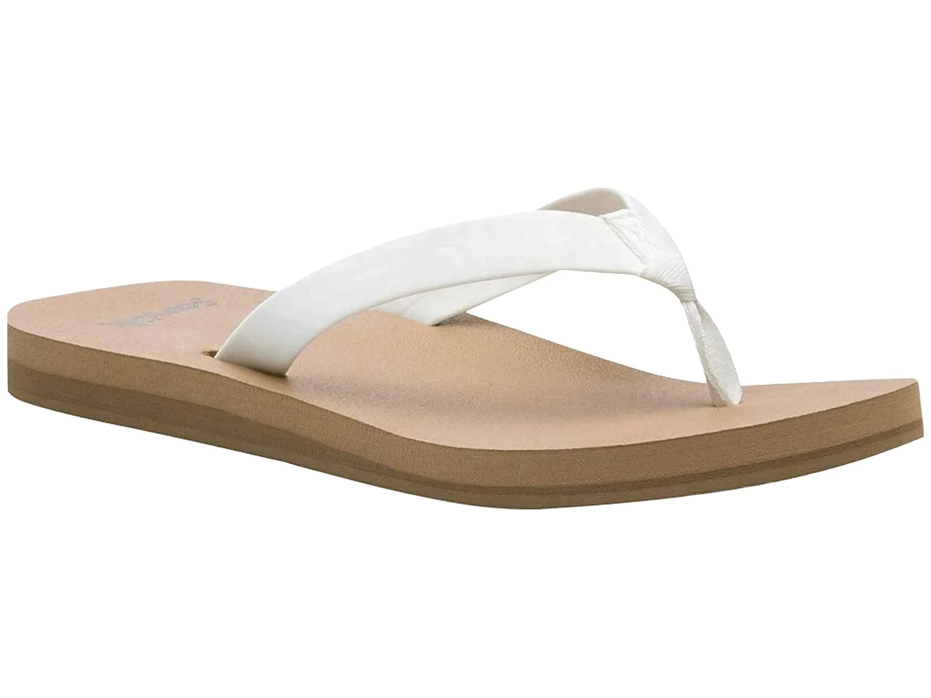 Women's Shoes Sanuk ASHLAND SOFT TOP Vegan Flip Flop Sandals 1124159 WHITE / TAN