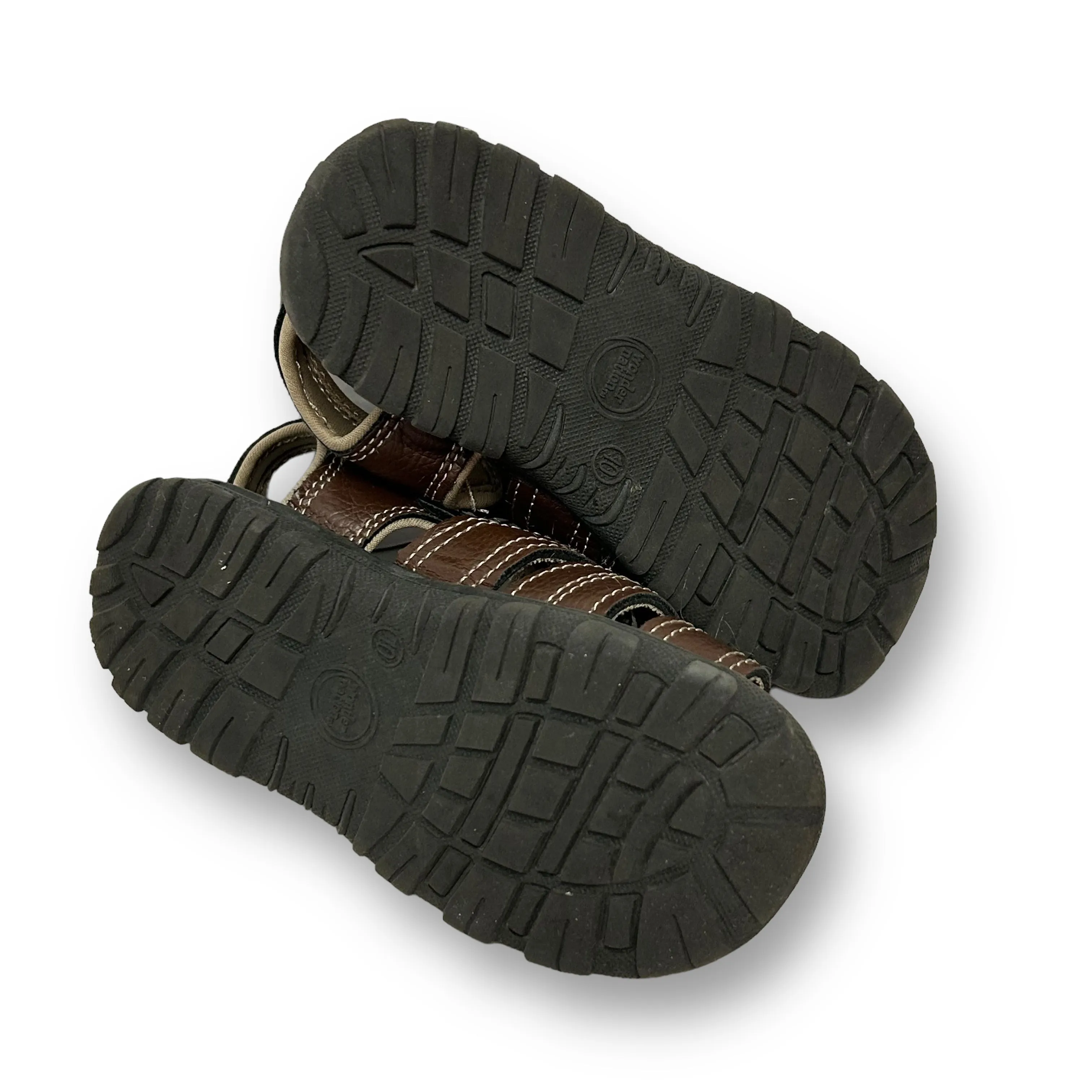 Wonder Nation Big Boy Size 10 Brown Faux Leather Easy-On Sandals